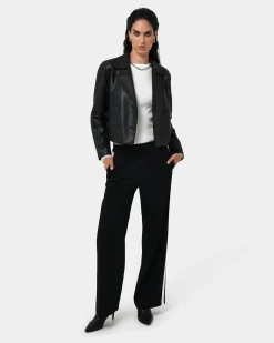 Forcast Kim Cropped Pu Leather Jacket Black Outlet