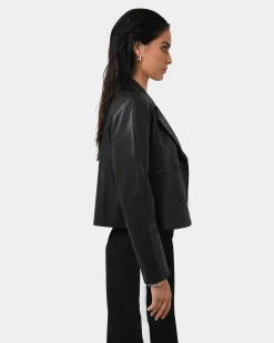 Forcast Kim Cropped Pu Leather Jacket Black Outlet