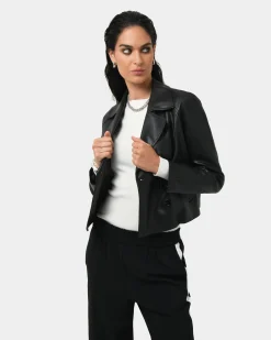 Forcast Kim Cropped Pu Leather Jacket Black Outlet
