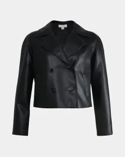 Forcast Kim Cropped Pu Leather Jacket Black Outlet