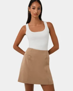 Forcast Kiya Panel Skirt Latte Hot