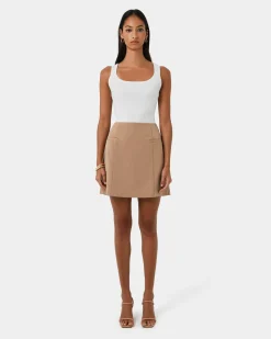 Forcast Kiya Panel Skirt Latte Hot
