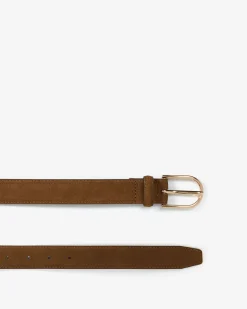 Forcast Kristen Suede Leather Belt Tan Best