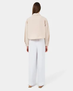 Forcast Kyla Crop Pocket Shirt Beige Discount