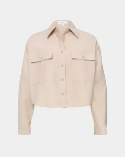 Forcast Kyla Crop Pocket Shirt Beige Discount