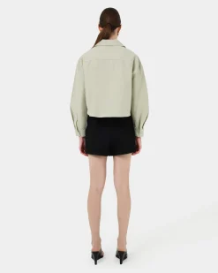 Forcast Kyla Crop Pocket Shirt Light Khaki Outlet