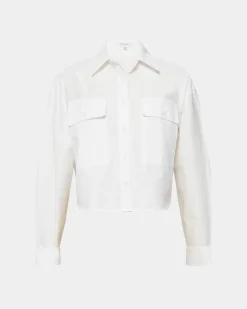 Forcast Kyla Crop Pocket Shirt Ivory Discount