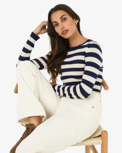Forcast Lana Stripe Knit Top Navy Cream Online