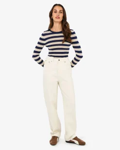 Forcast Lana Stripe Knit Top Navy Cream Online