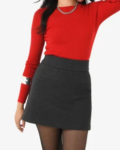 Forcast Lara A-line Mini Skirt Charcoal Hot
