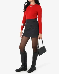 Forcast Lara A-line Mini Skirt Charcoal Hot
