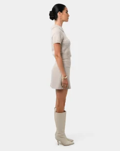 Forcast Lara A-line Mini Skirt Stone New