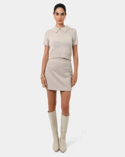 Forcast Lara A-line Mini Skirt Stone New