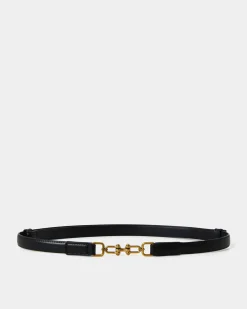 Forcast Lauren Leather Adjustable Belt Black Clearance
