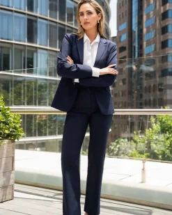 Forcast Lauren Straight Pants Navy