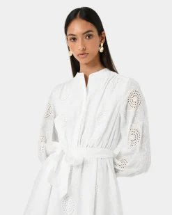 Forcast Lea Cotton Tie Dress Ivory Online