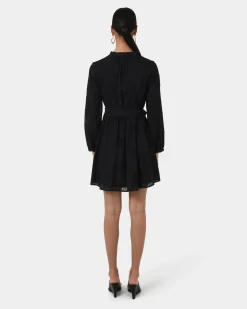 Forcast Lea Cotton Tie Dress Black Discount