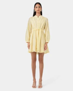 Forcast Lea Cotton Tie Dress Golden Haze Outlet