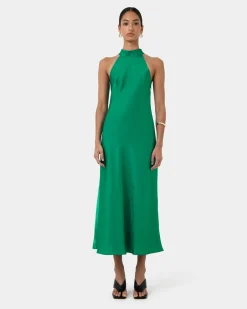 Forcast Leana Bias Midi Dress Emerald Online