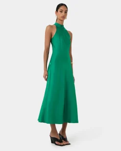 Forcast Leana Bias Midi Dress Emerald Online