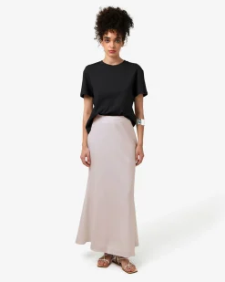 Forcast Leigh Flared Maxi Skirt Light Taupe Clearance