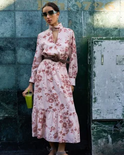 Forcast Lesley Tiered Floral Dress Pink Floral Best