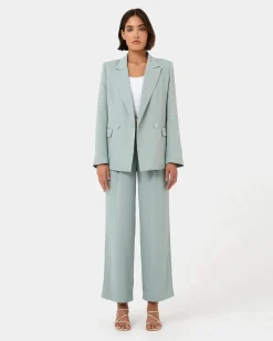 Forcast Lexee Double Breasted Blazer Sage Best