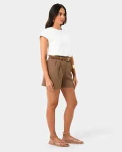 Forcast Lexee Pleat Front Short Tobacco Sale