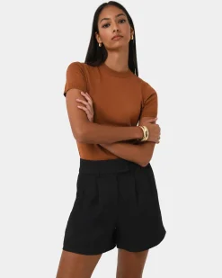 Forcast Lexee Pleat Front Short Black Online