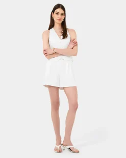 Forcast Lexee Pleat Front Short Ivory Clearance