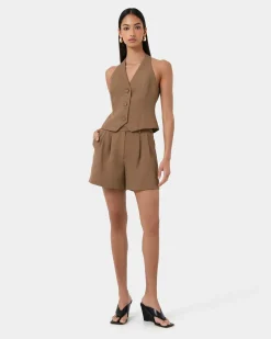 Forcast Lexee Tailored Vest Tobacco