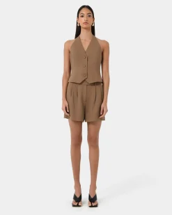 Forcast Lexee Tailored Vest Tobacco