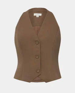 Forcast Lexee Tailored Vest Tobacco