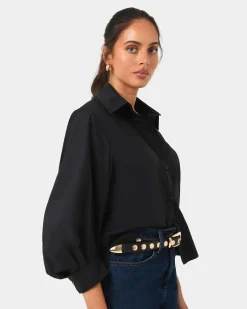 Forcast Lica Puff Sleeve Shirt Black