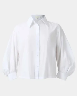 Forcast Lica Puff Sleeve Shirt White New