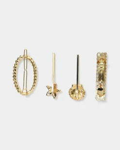 Forcast Lila 4pc Hair Pin Set Gold Outlet
