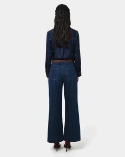 Forcast Lila V-neck Satin Blouse Midnight