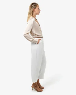 Forcast Lila V-neck Satin Blouse Eggshell Online
