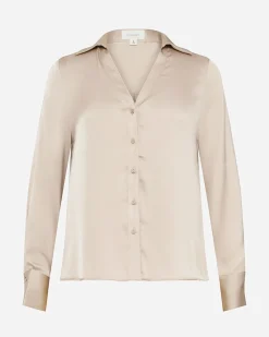 Forcast Lila V-neck Satin Blouse Eggshell Online