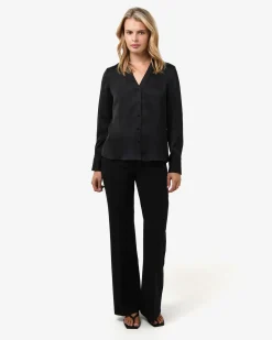 Forcast Lila V-neck Satin Blouse Black Best