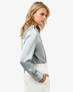 Forcast Lila V-neck Satin Blouse Smoke