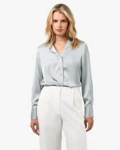 Forcast Lila V-neck Satin Blouse Smoke