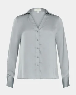 Forcast Lila V-neck Satin Blouse Smoke