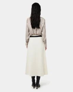 Forcast Lila V-neck Satin Blouse Sand Sale