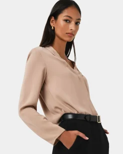 Forcast Lilian 2 Long Sleeve Blouse Sand Beige Outlet