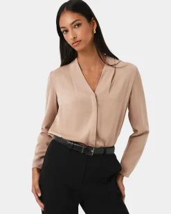 Forcast Lilian 2 Long Sleeve Blouse Sand Beige Outlet
