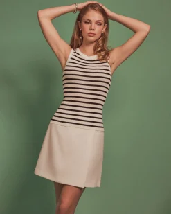 Forcast Lindy Knit Tank Top Ivory & Black Best
