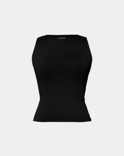 Forcast Liv Round Neck Tank Top Black New