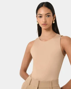 Forcast Liv Round Neck k Top Tan Best