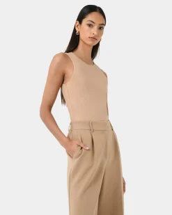 Forcast Liv Round Neck k Top Tan Best
